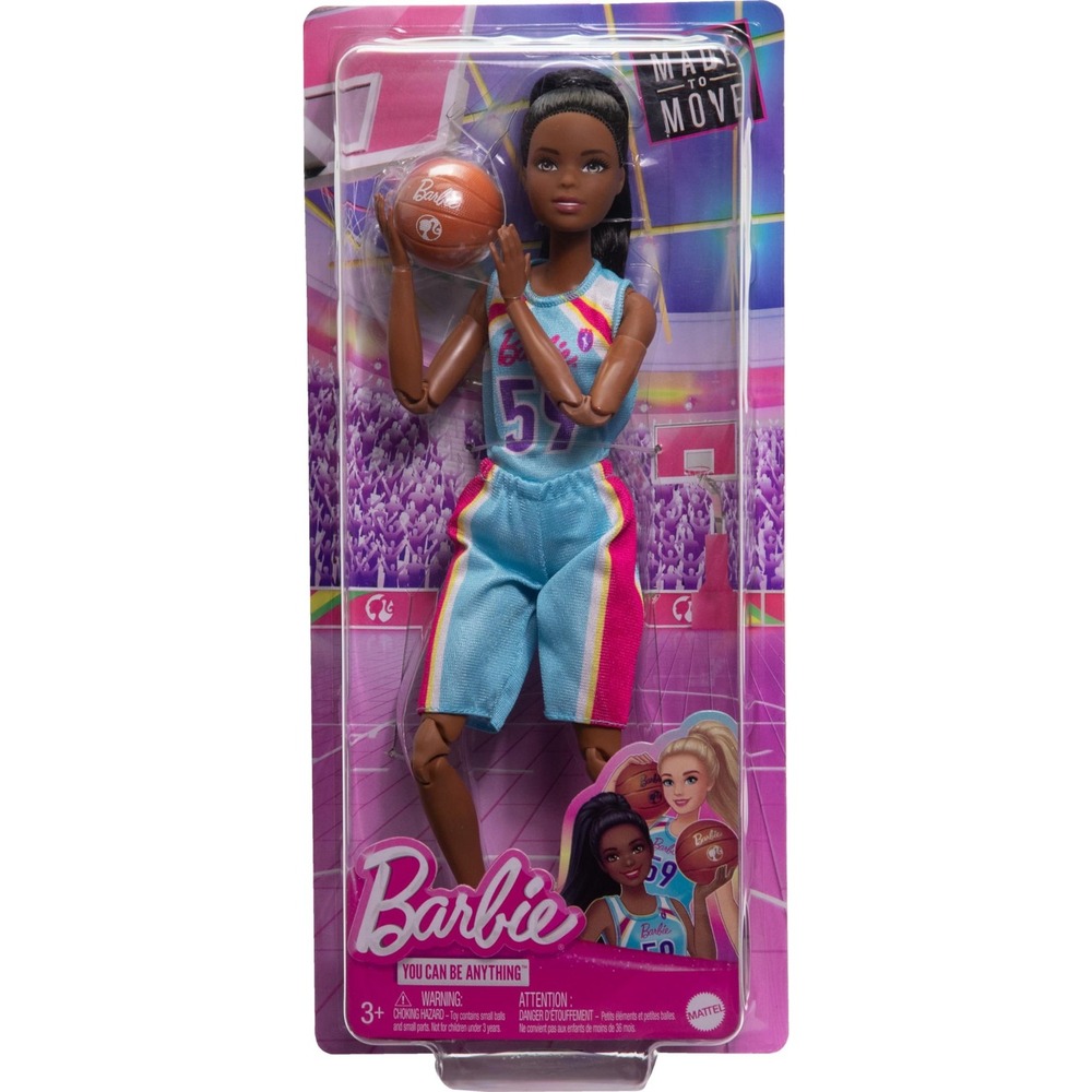 Barbie Made to Move Basketball Player Doll Articulated‎ Blue Jersey HKT73 New